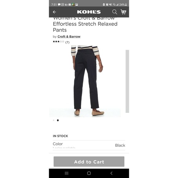 Women's Croft & Barrow Perfectly Slimming Pants, 12S, Black, Petit, NWT - Picture 3 of 3